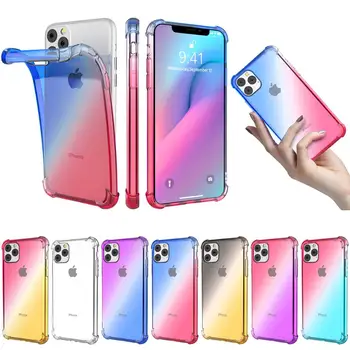 

100Pcs/lot Gradient Soft TPU Phone Case Coque For iPhone SE 2020 11 Pro Max XS Max X XR 8 7 6 6S Plus Clear Back Cover