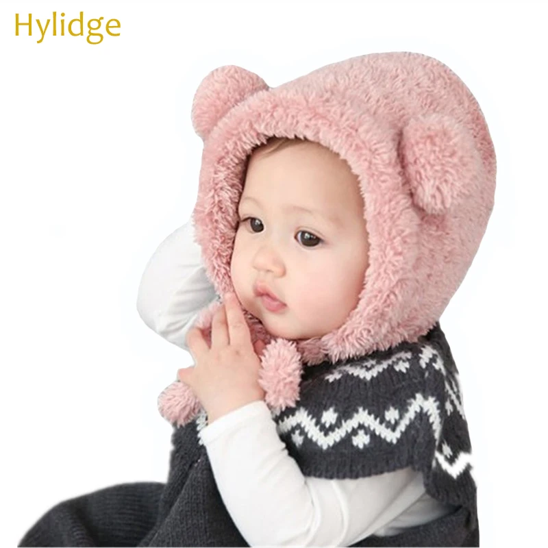 Hylidge милый плюшевый медведь шапочки для новорожденных Детские шапки с помпонами