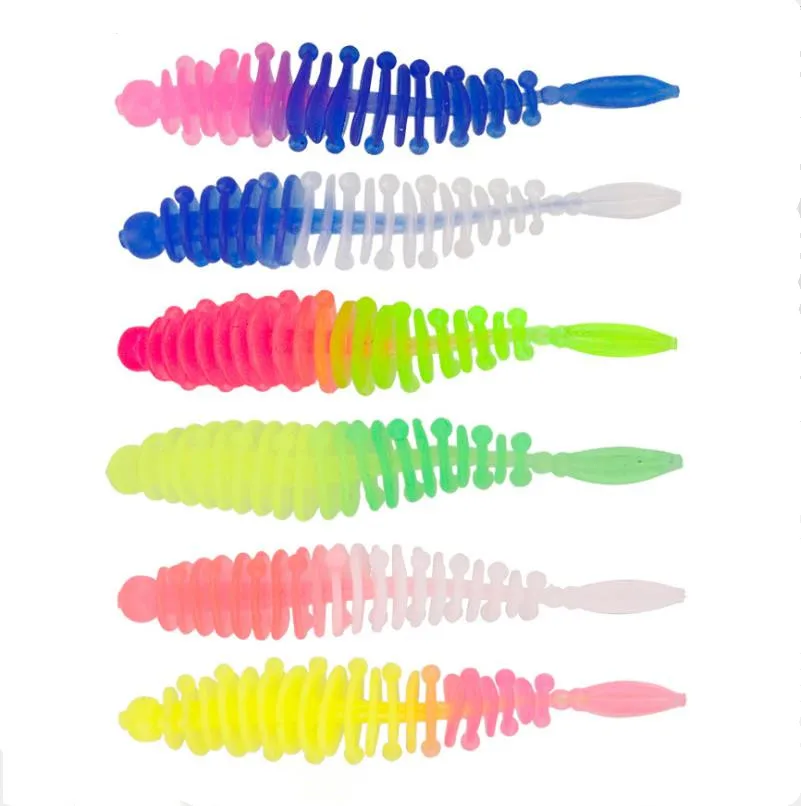 

6colors Goods for fishing Needle tail soft maggot bait 5.5cm/1.2g Silicone fishing lure threaded maggot leurre souple Tiny lure