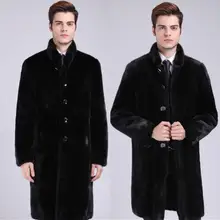 Осенняя кожаная куртка из искусственного меха норки, Мужская зимняя утепленная меховая кожаная куртка со стоячим воротником, мужские свободные куртки, модные B223