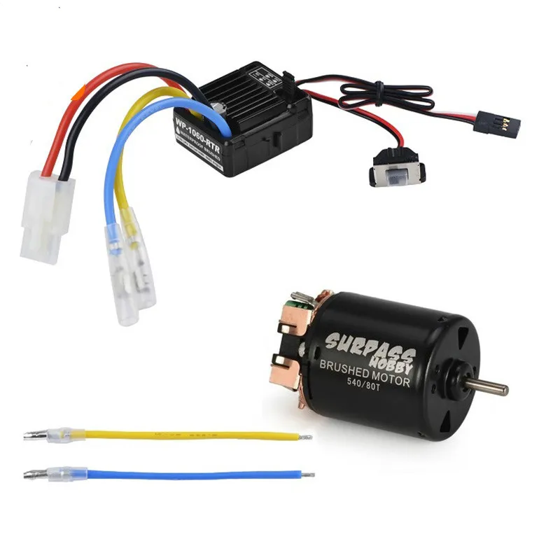 Rc 540 21T 27T 35T 45T 55T 80T щеточный мотор с WP-1060-RTR 60A Водонепроницаемый ESC для RC автомобиль