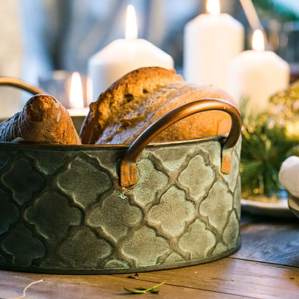 1 шт. DIY Настольная корзина для хранения Ретро железная корзина для хранения Органайзер с ручная игрушка держатель Органайзер для хлеба десерт украшения