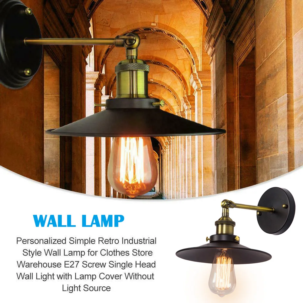 

Novel Black Antique Wall Sconce Industrial Retro Wall Light Fixture Metal Lamp Shade 240 Degree Adjustable Shipping