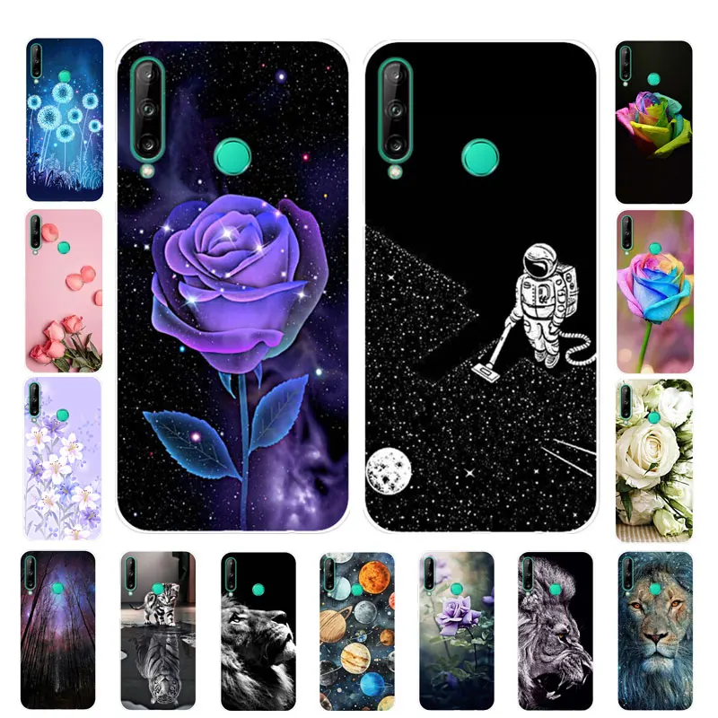 Чехол для Huawei Y6P 2020 силиконовый мягкий чехол из ТПУ с цветочным рисунком