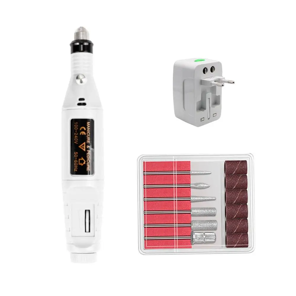 white EU Plug Профессиональный Электрический Маникюрный аппарат, пилочка для ногтей, оборудование для дизайна, ручка для полировки ногтей, набор для полировки, вилка европейского стандарта/вилка стандарта США - Цвет: white EU Plug
