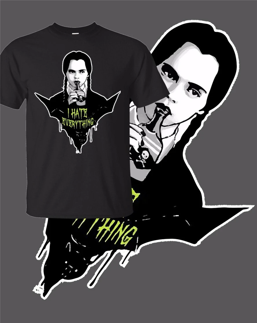 Среда Addams Готический эмо I Hate Everything футболка черный корабль быстрая 2Xl 45Xl |