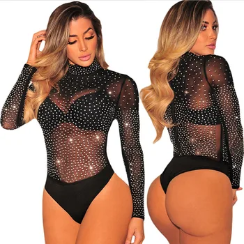 

Women Sexy Jazz Dance Costumes Rhinestone Bodysuit Pole Dance Performance Clothing Gogo Rave Outfit Dj Black Jumpsuit DC3647