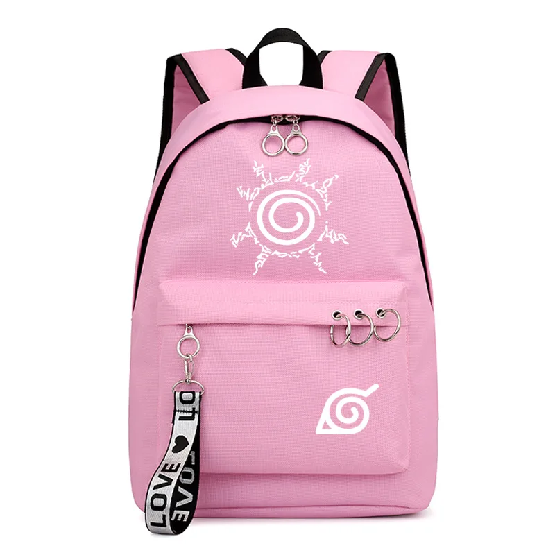 Style 26 Аниме Наруто рюкзак школьный книги сумки Mochila Дорожная сумка ноутбук кольцо с изображением ленты круг мальчик девочки рюкзак розовый черный - Цвет: Style 26