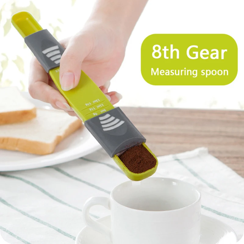 

Kitchen measure cup Double End Eight Stalls Adjustable Scale Measuring Spoons Metering Spoon baking tool Kitchen accessories
