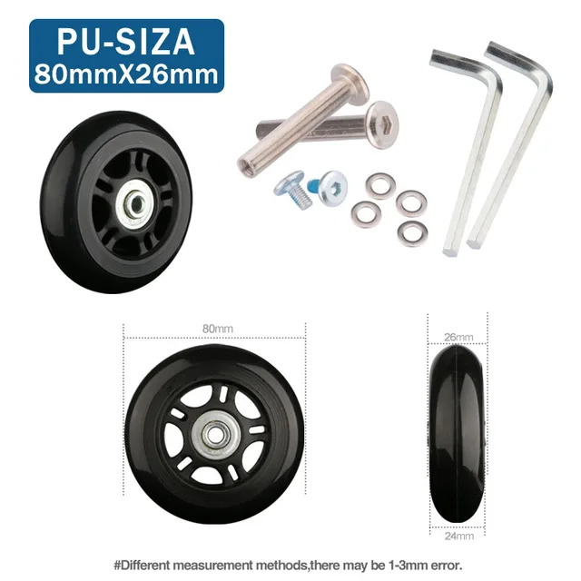 Luggage wheels repalcement trolley case pulley wheel mute universal accessories 20-28 inch suitcase wheels caster for luggage PU-80-26