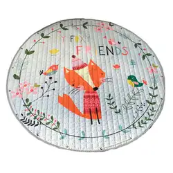 Мультяшный милый рисунок лисы птицы ползающий коврик портативный детский игровой круглый коврик