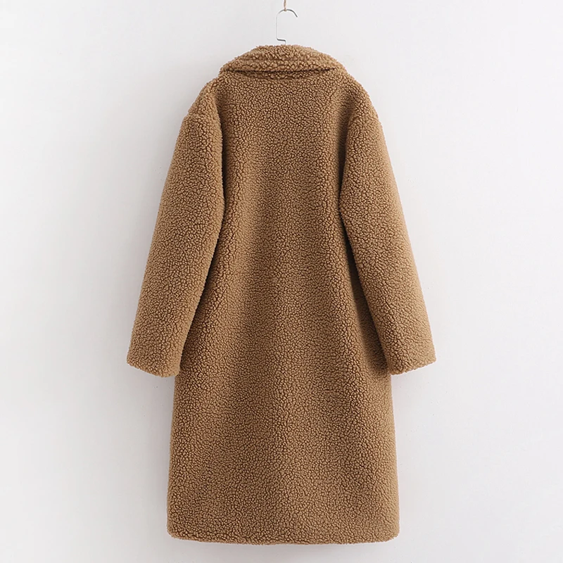 Fandy lokar, зимние однотонные пальто из искусственного меха, женские модные однобортные куртки, женские элегантные толстые теплые пальто для женщин