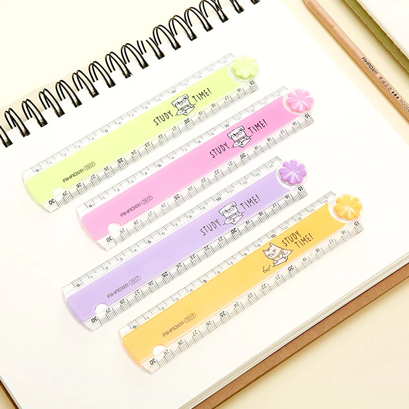 30 CM Kawaii Cute Kawaii Study Time  Folding Ruler Multifunction DIY Drawing Rulers For Kids Students Office School Stationery