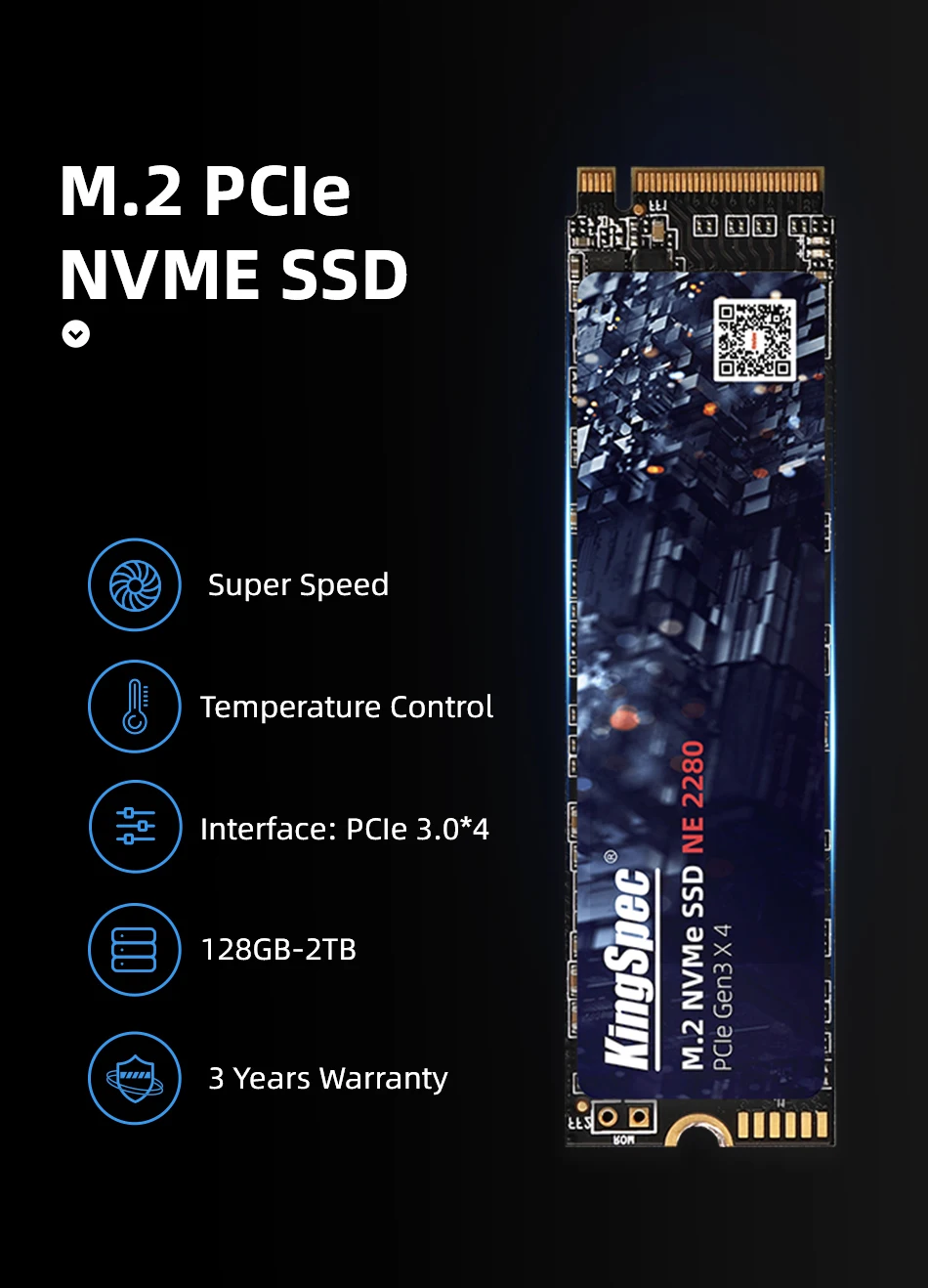 KingSpec M.2 SSD NVMe 128GB/256GB/512GB/1TB 128GB
