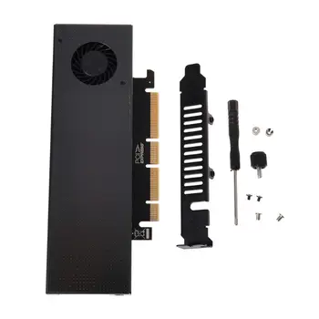 

M.2 NVMe Adapter NGFF to PCIE3.0 SSD Dual Add-on Card SATA3 with Cooling Fan Cooler Aluminum Cover Capacitance Expansion Card