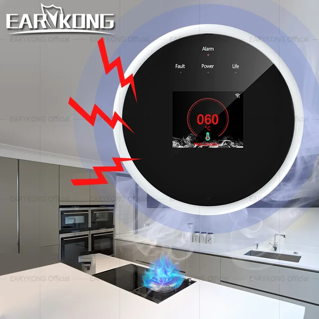 EARYKONG Wifi Natural Gas Sensor Combustible Household Smart LPG Gas Alarm Detector Leakage Sensor Wifi Temperature Detectors - Image 3
