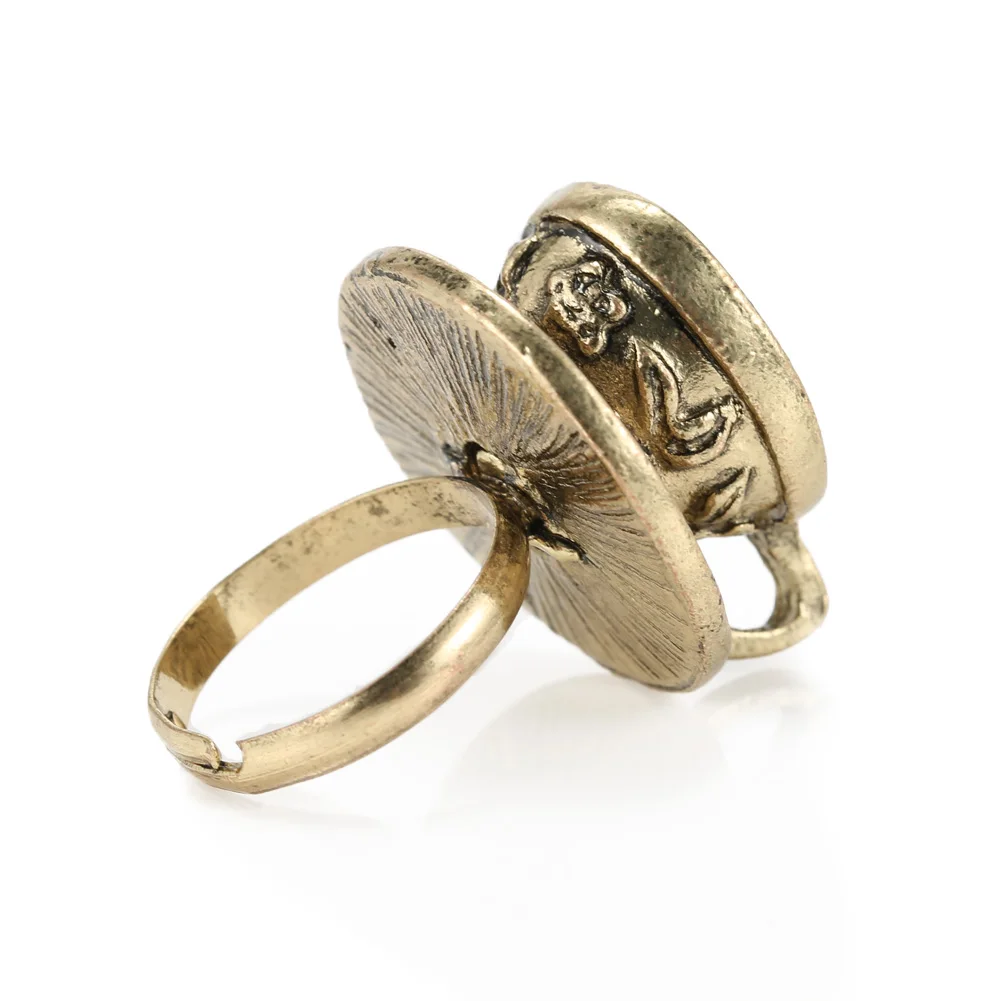 Ретро Женские кофейные чашки кольцо европейский дизайн Искусственные бронзовые металлические кольца унисекс новые ювелирные кольца для мужчин и женщин