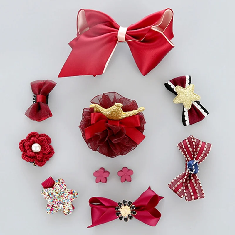 10 PCS Hair Clip Set Cute Crown Bowknot Kind Hairpin Flower Star Girls Hair Accessories Headwear Headband Hairgrip