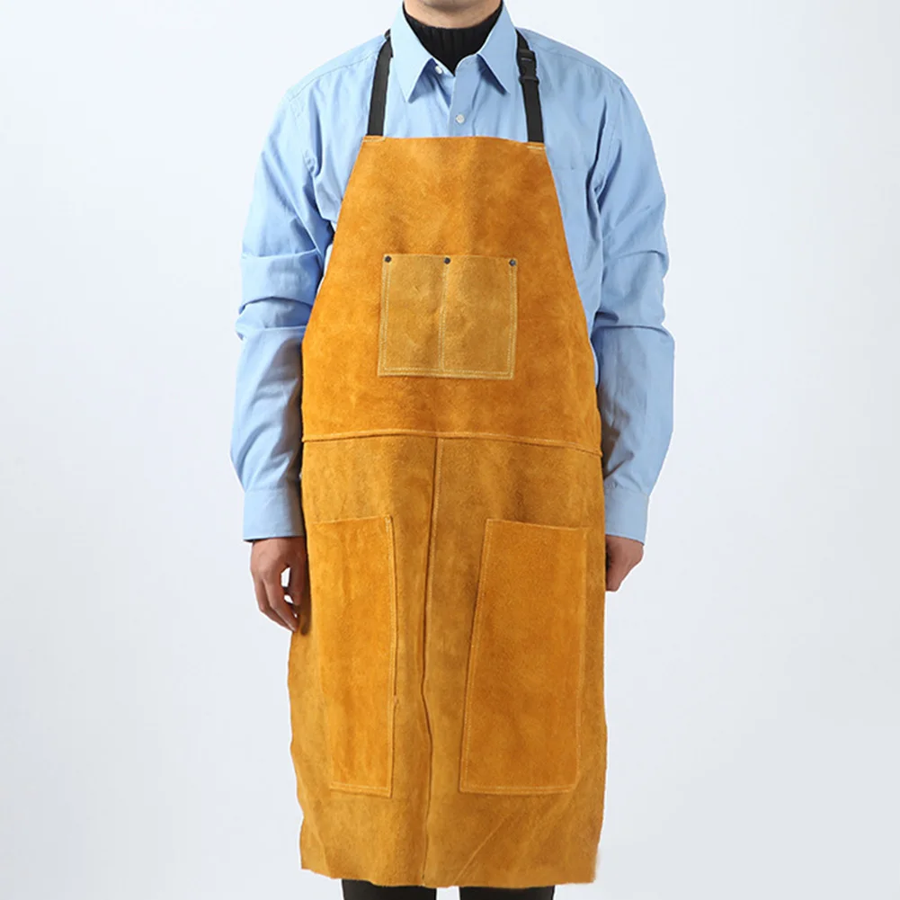 Artificial Cowhide Apron Blacksmith Welder Welding Work Safety Apron High Heat Protection Insulation Protection Welder Apron