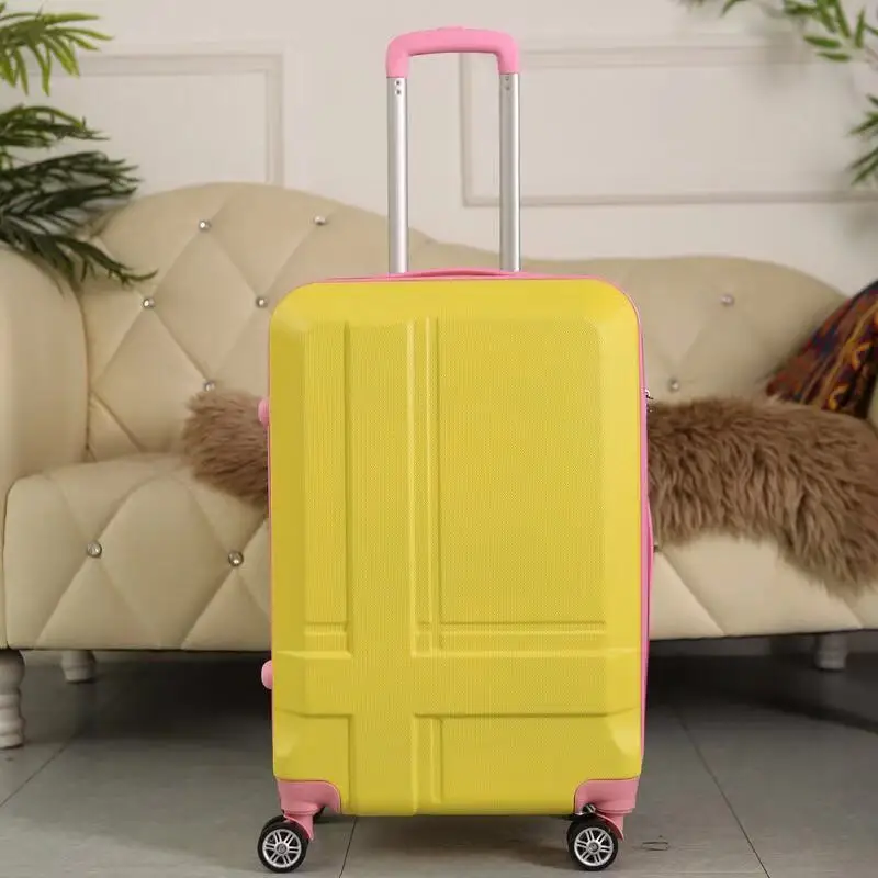 ABS+ PC 2" 24 дюймов чемодан на колесах путешествия прокатки багаж студентов носить на тележка для ручной клади для девочек женщин чемодан - Цвет: Yellow