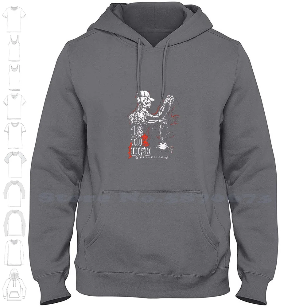 18 To Life Trucker Skull Flashes Truck Driver Streetwear Sport Felpa Con Cappuccio Skull Skull Drawing Sugar Skulall