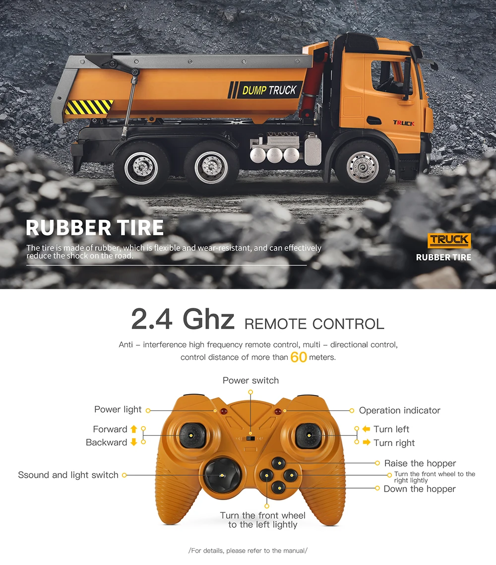 Wltoys 114 Scale 14600 Dirt Dump Truck 2.4G RC Engineer Modelsl Construction Car Vehicle Toys