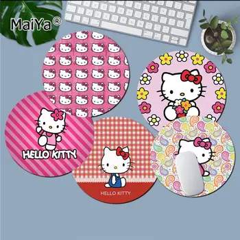 

MaiYa 2018 New Pink Hello Kitty cat gamer play mats round gaming Mousepad Anti-Slip Laptop PC Mice Pad Mat gaming Mousepad
