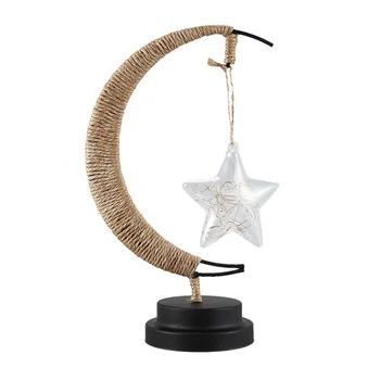 

New Hemp Rope Night Light Bedside Table Lamp Star Shaped Design Desk Light Lamp Lighting Kids Girls Christmas Birthday Gift Deco