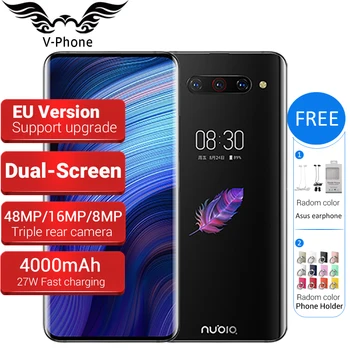 Перейти на Алиэкспресс и купить ZTE Nubia Z20 мобильный телефон с двойным экраном Snapdragon 855 plus 6,42 дюйм5,1дюйм 6 ГБ/8 ГБ 128 ГБ 4000 мАч