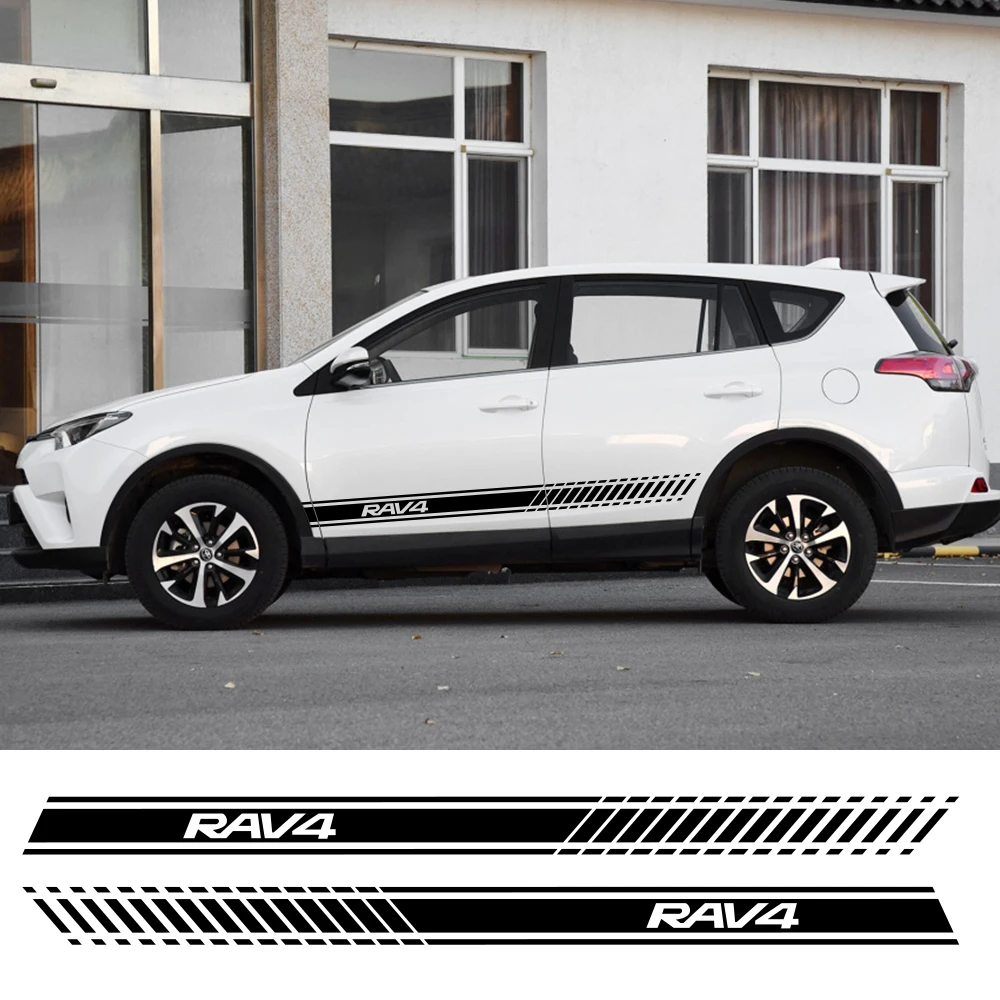 2 шт. наклейки для автомобиля с боковыми полосками для Toyota RAV4 Авто Виниловая пленка наклейки DIY Украшение для стайлинга автомобиля аксессуары для тюнинга автомобиля