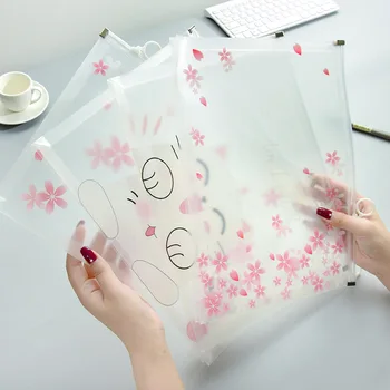 

Cherry Sakura Cute Cat Transparent A4 File Bag Document Bag File Folder Stationery Filing Production