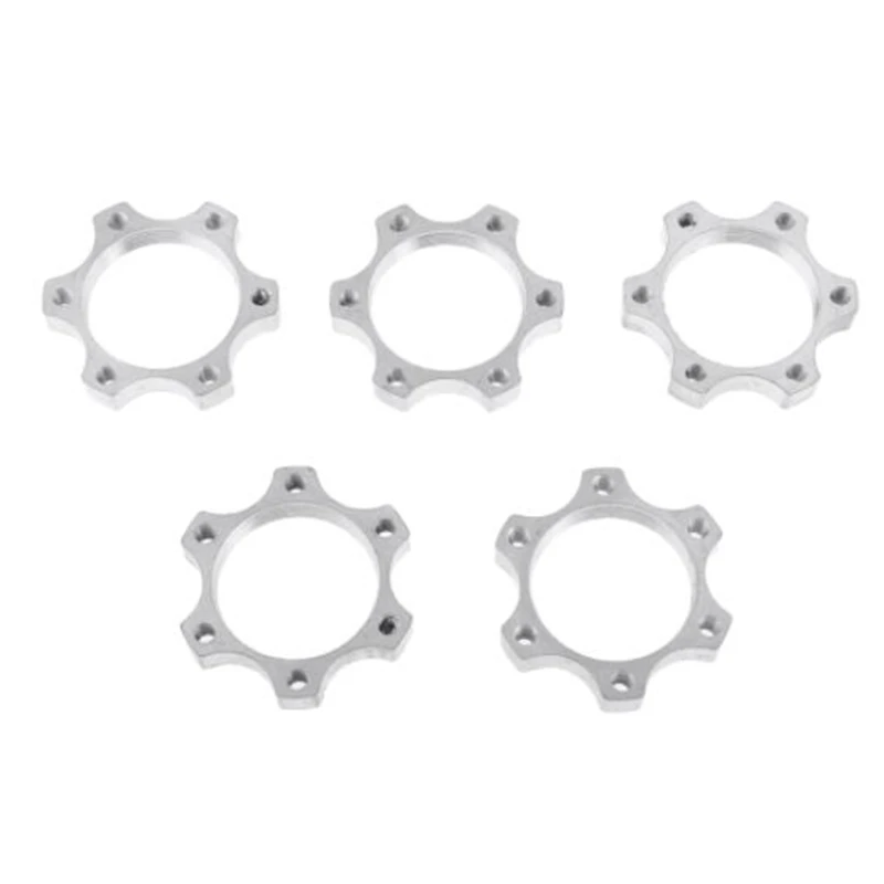 5 Pcs Aluminium Alloy 44mm Bicycle Free Wheel Threaded Hubs Nut 6 Bolt