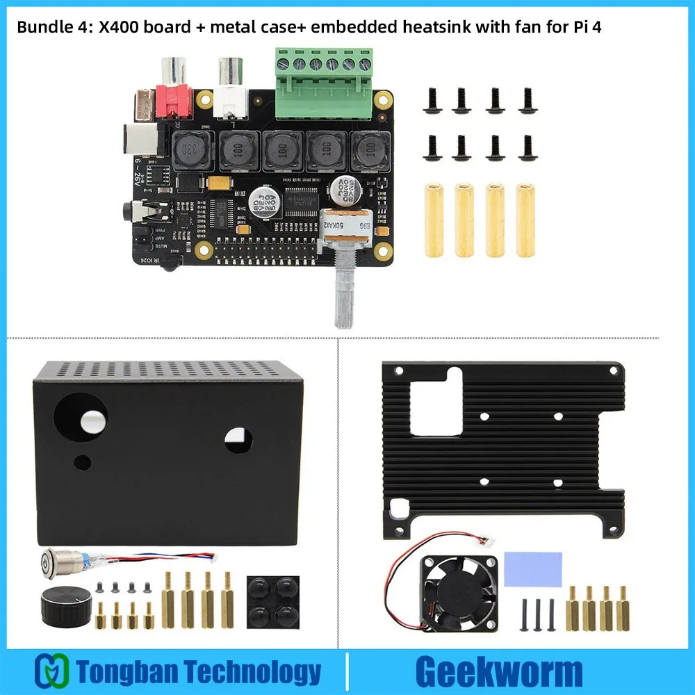 Geekworm Raspberry Pi 4X400 металлический чехол для Raspberry Pi 4 Модель B и X400 V3.0 DAC AMP аудио Плата расширения только - Цвет: X400 Board Case Kit