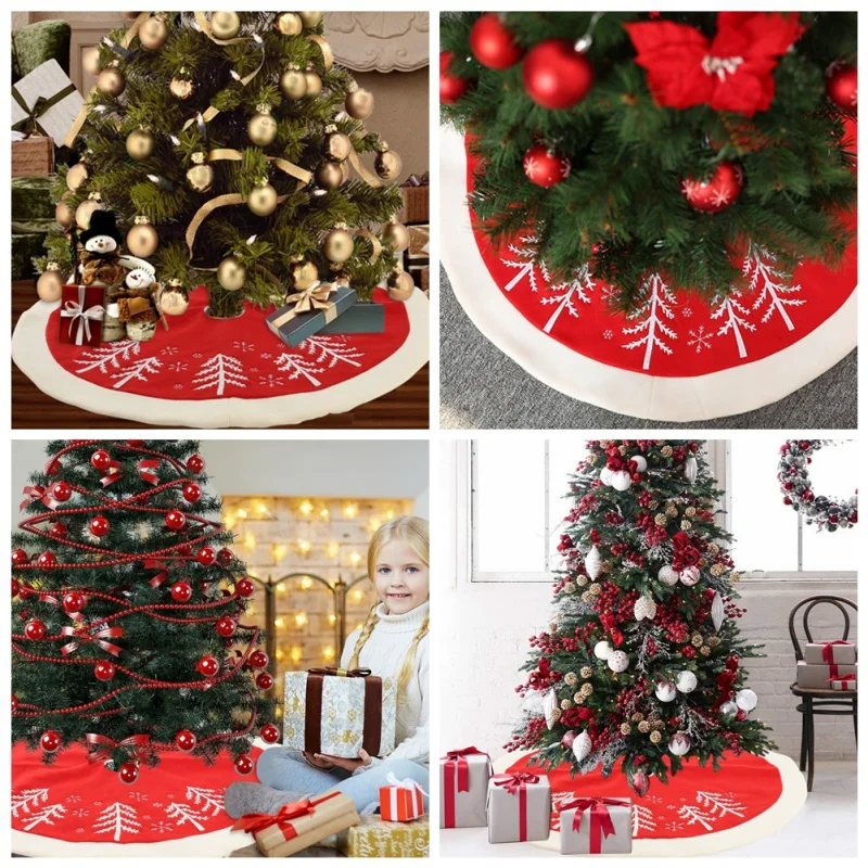 Christmas Tree Skirt Xmas Tree Apron Holiday Home Party Decorations 90cm