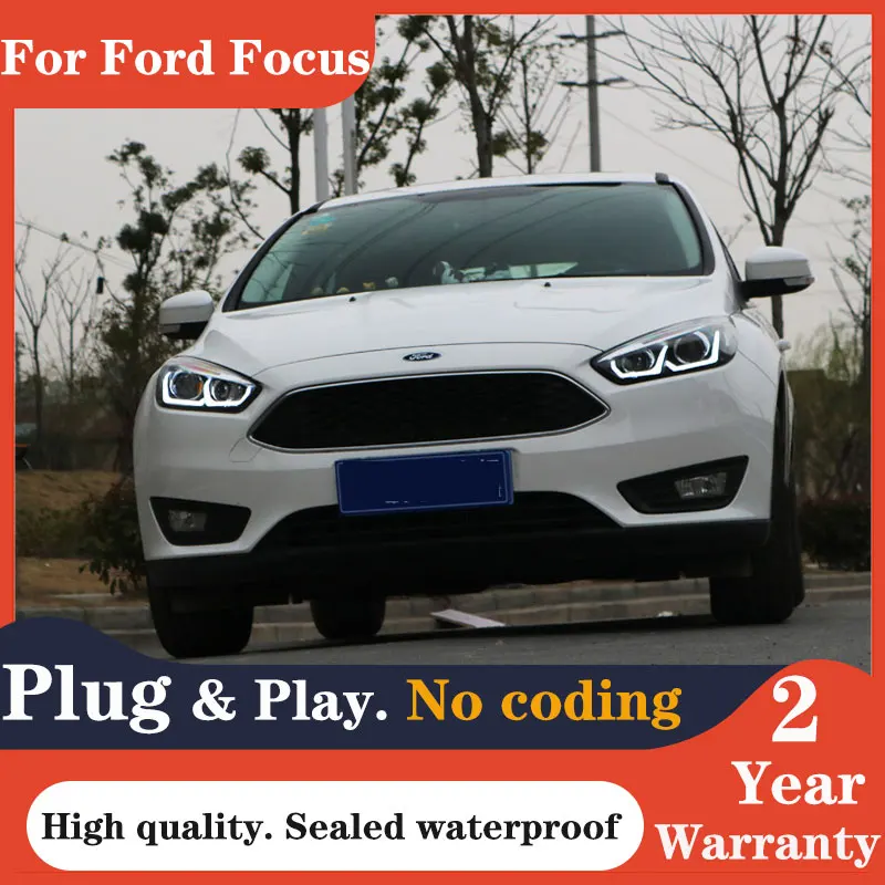 

LED Head Lamp case for Ford Focus 2015-2018 Headlights LED Headlight DRL Lens Double Beam Bi-Xenon HID car Accessories