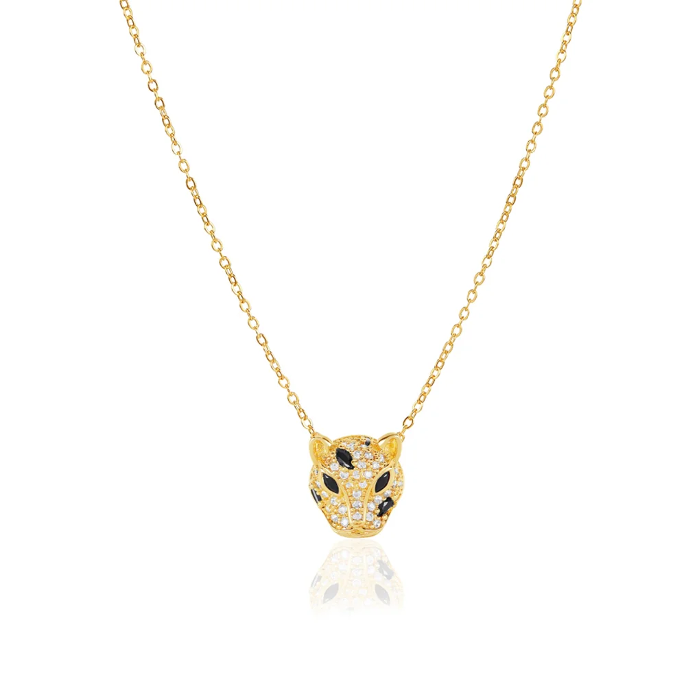 lovely cute cool animal Panther pendant jewelry full cz paved Leopard gold color necklaces fashion jewelry
