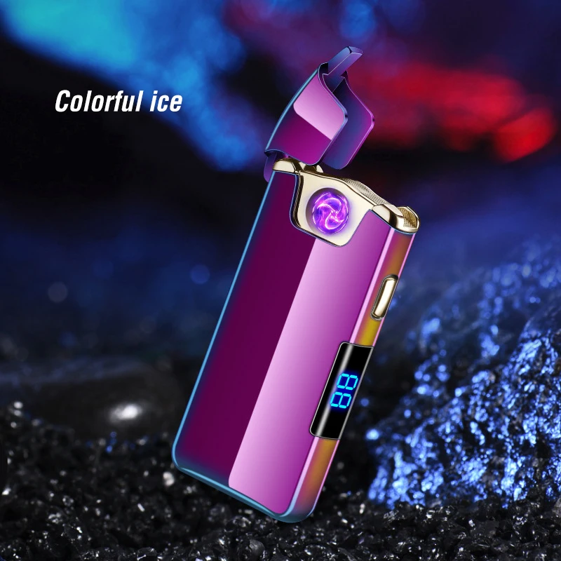 Colorful Ice Горячая поворот огня USB Электронная Зажигалка Ветрозащитная металлическая плазменная дуговая Зажигалка перезаряжаемая электрическая Encendedor мужской подарок - Цвет: Colorful Ice