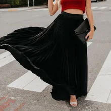 Новая женская однотонная плиссированная Тонкая Повседневная Длинная юбка весна Faldas Mujer Moda