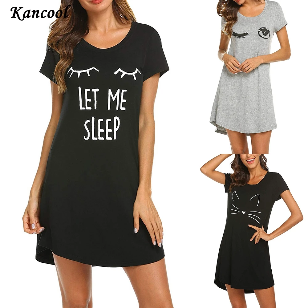 

KANCOOL Cartoon Printed Maternity Women Nightdress For Nursing Breastfeeding Short Sleeve Pregnant Dress Summer Pregnancy Sleep