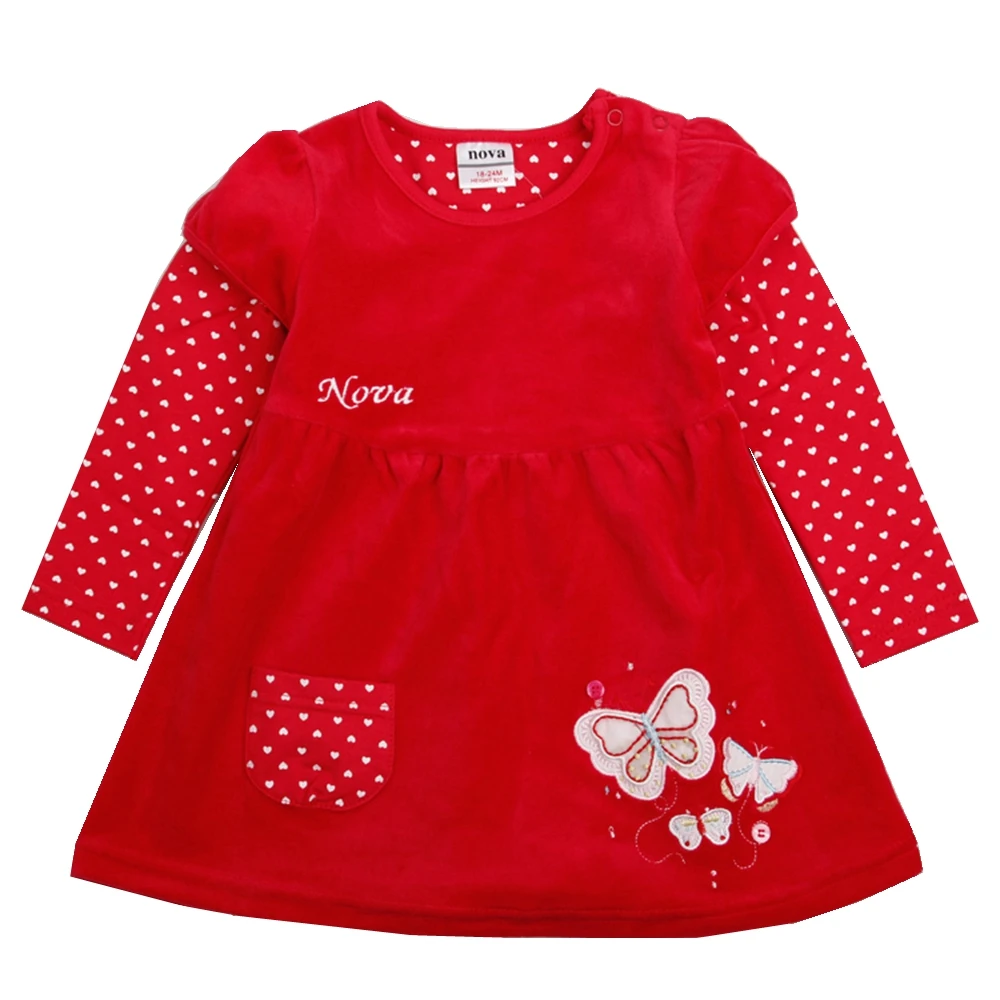 

Girls long-sleeved dress cotton plush padded autumn new style for children and girls wearing embroidered dresses H2005