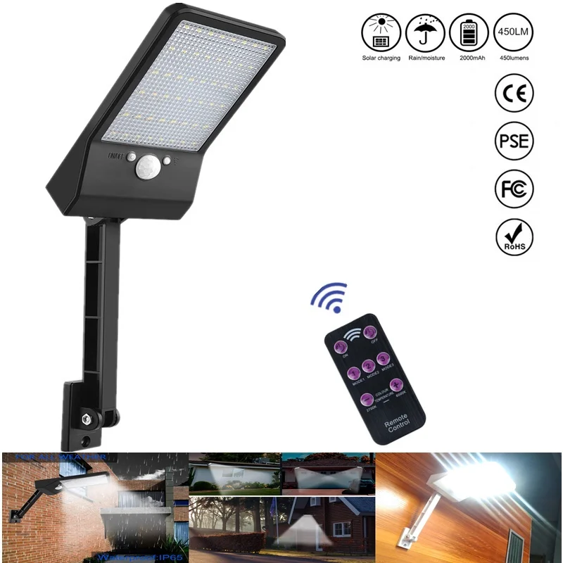 Светильник рь настенный уличный на солнечной батарее 48 светодиодный одов 800 лм