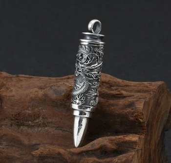 

925 sterling Silver dragon pendant charm Cremation jewelry Capsule ash urn holder ( without Chain) A2883