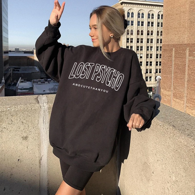 IAMSURE Streetwear Letter Print Long Sleeve Casual Loose Sweatshirt For Women Autumn Korean Fashion Oversize Female Pullover