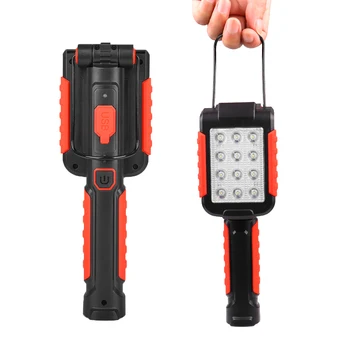 

XANES 6035 9xLED 3Modes 180° Rotating Flashlight USB Rechargeable Magnetic Work Light AAA for Camping Repairing Torch Hook