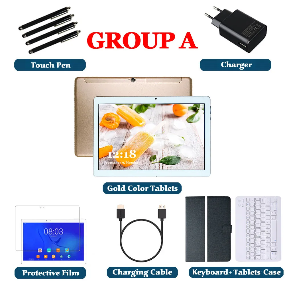 Gold-keyboard case LNMBBS M20 планшет 10,1 дюймов android 8,0 планшеты 3G+ 32 ГБ 4 ГБ+ 64 Гб/128 ГБ 1920*1200 ips wifi Две sim-карты carmea Phablet планшетный ПК - Комплект: Gold-keyboard case