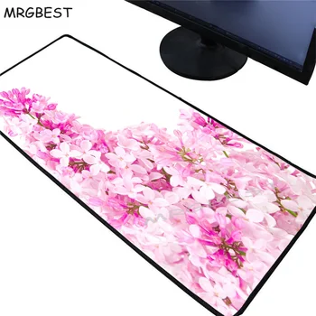 

MRGBEST Pink Purple Flower Large Gaming Mouse Pad 300x800x2mm Speed Non-slip Rubber Lock Edge Keyboard Mat CSGO Dota 2 LOL
