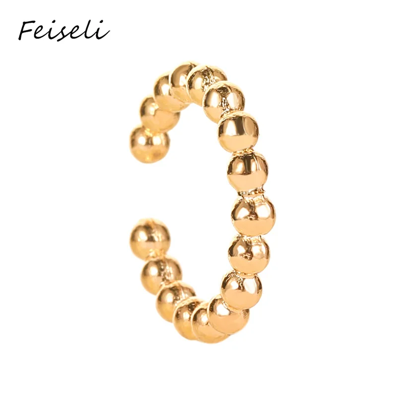 Feiseli, 1 шт., новинка, медь, открытый дизайн, круглые клипсы, серьги для женщин и мужчин, классические, для свадьбы, банкета, маленькие серьги, ювелирное изделие, подарок - Окраска металла: 1