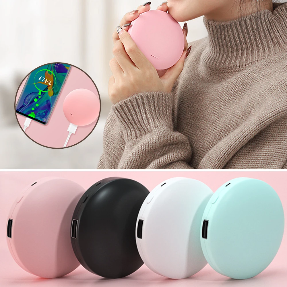2 в 1 USB перезаряжаемая грелка для рук 5000MAh power Bank электрическая круглая