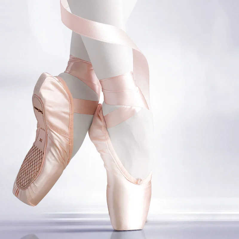 Flower 'Secret Pointe атласный верх с лентой Девушки женские розовые профессиональные балетки Обувь для танцев