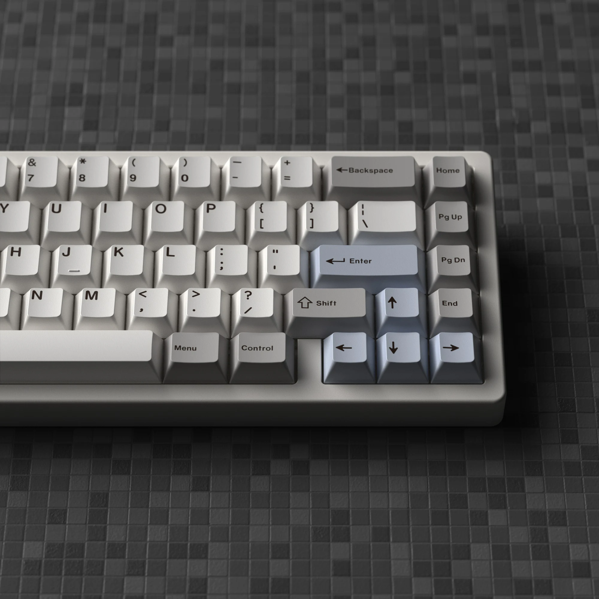 Piano Piece Gray White Japanese PBT Cherry Profile Keycaps For